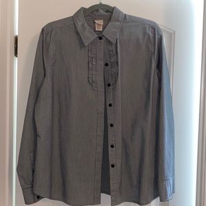 Black and gray dress shirt with ruffles